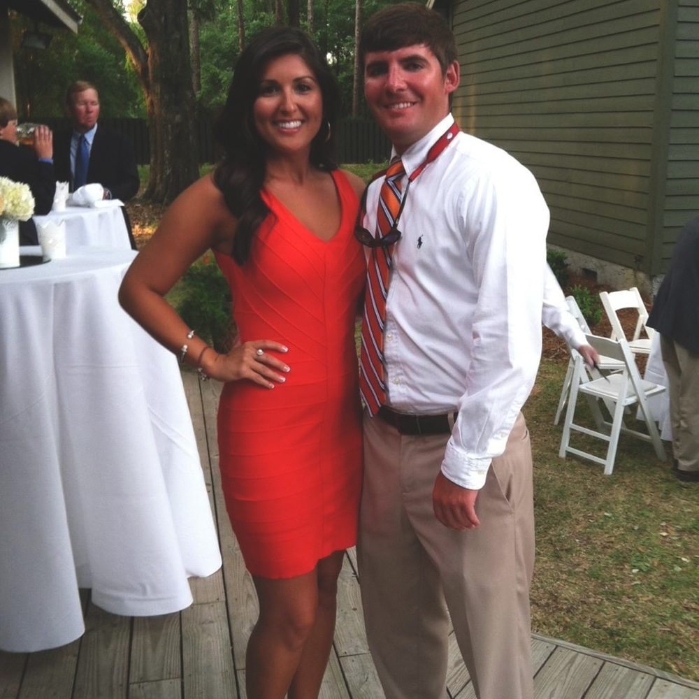 Orange/coral form fitting dress